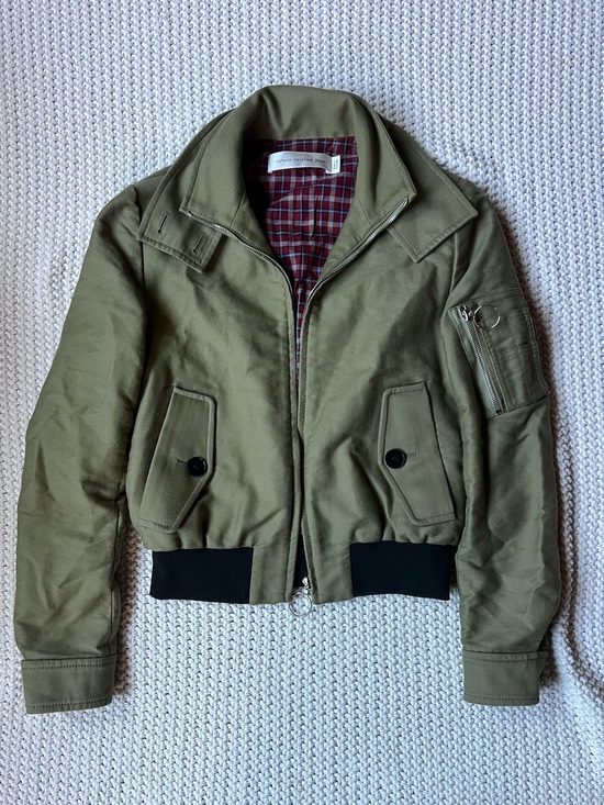 Victoria Beckham Jackets & Blazers - Victoria Beckham Jeans Bomber Harrington Canvas Green Jacket Made Portugal Sz 4